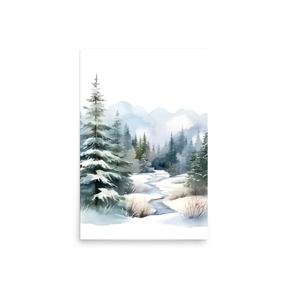 Washington Winter Landscape Watercolor Art Print - Image 4
