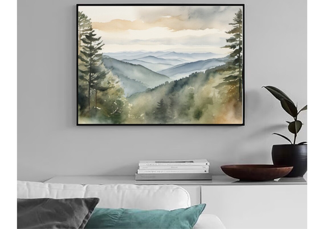 Smoky Mountains Watercolor Art Print, Appalachian Landscape - Image 4