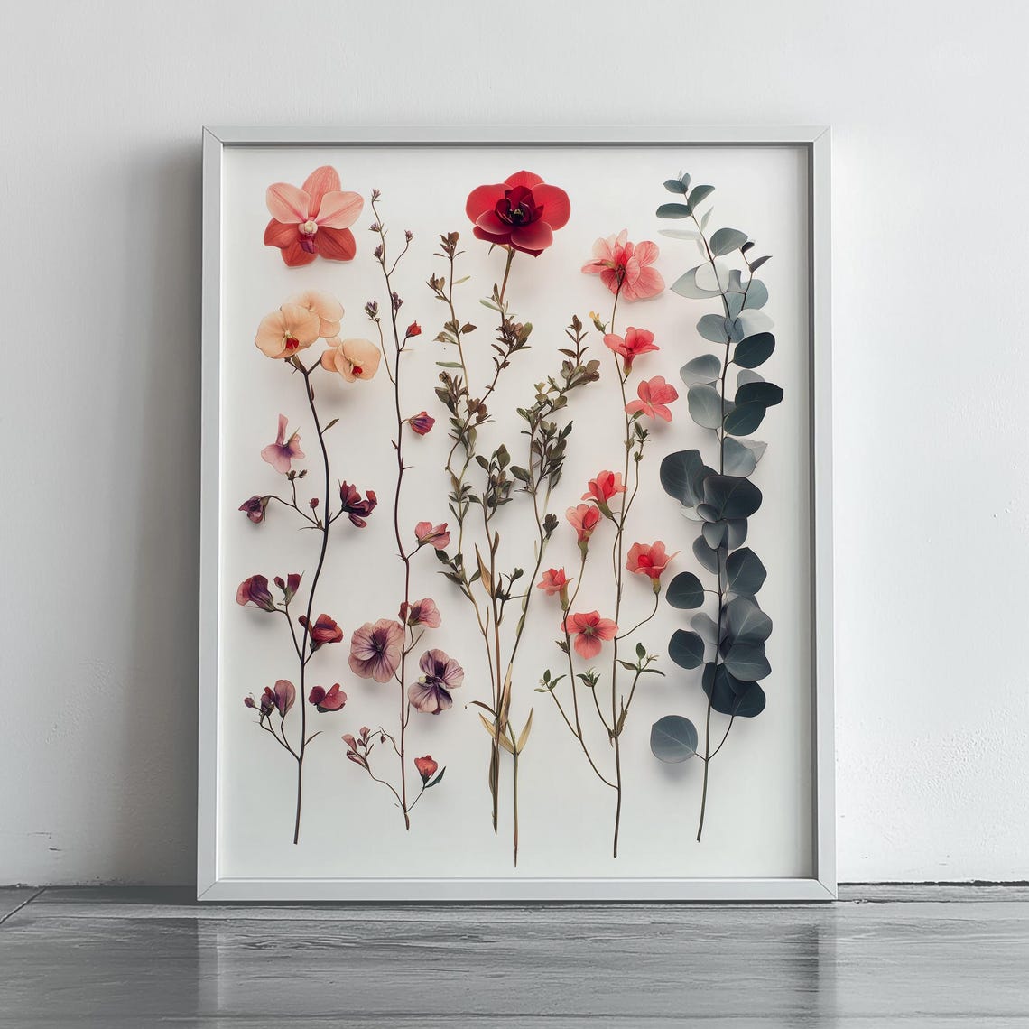 Pressed Botanical Wall Art Floral Specimens Vintage Flower Illustration Neutral Herbarium Decor
