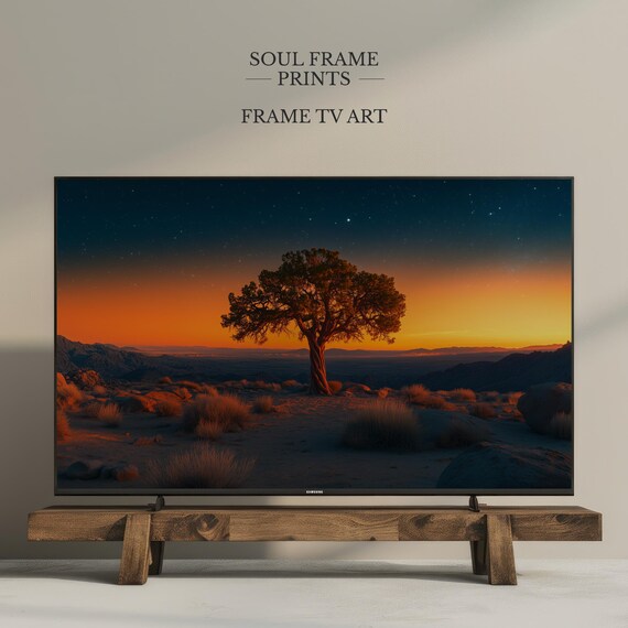 Joshua Tree Desert Night Lone Tree Stars Sunset Frame TV Art Poster