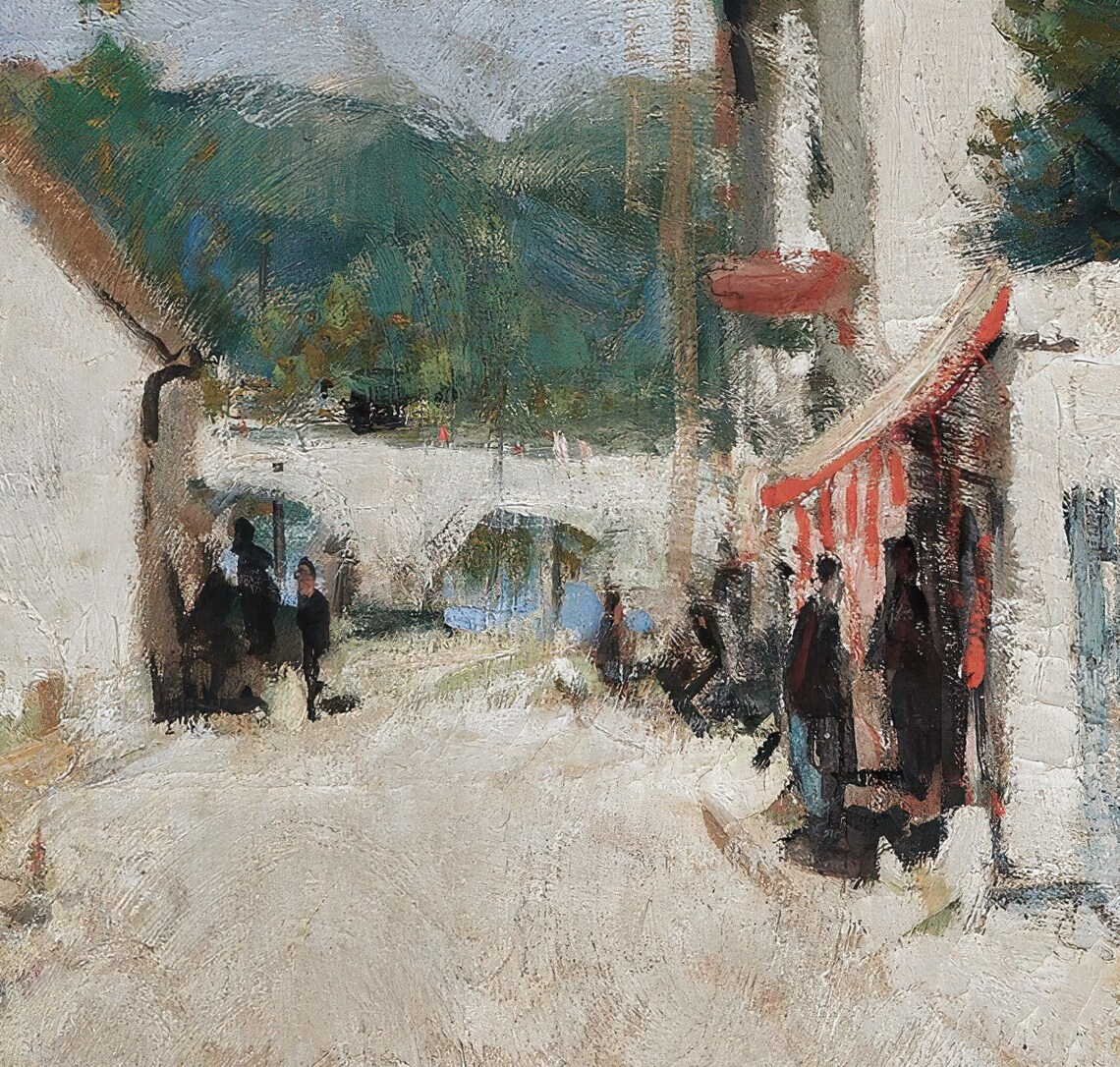 Antique Village Painting, Vintage European Art Print - Image 4
