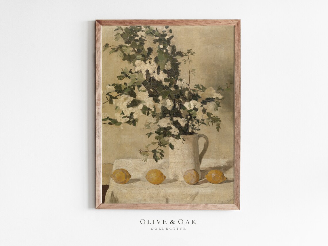 Neutral Still Life Painting Lemon Art Print