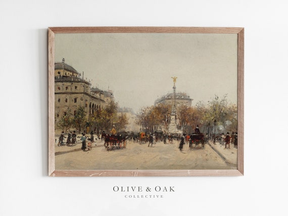Autumn Paris Street Scene, French Cityscape Art Print