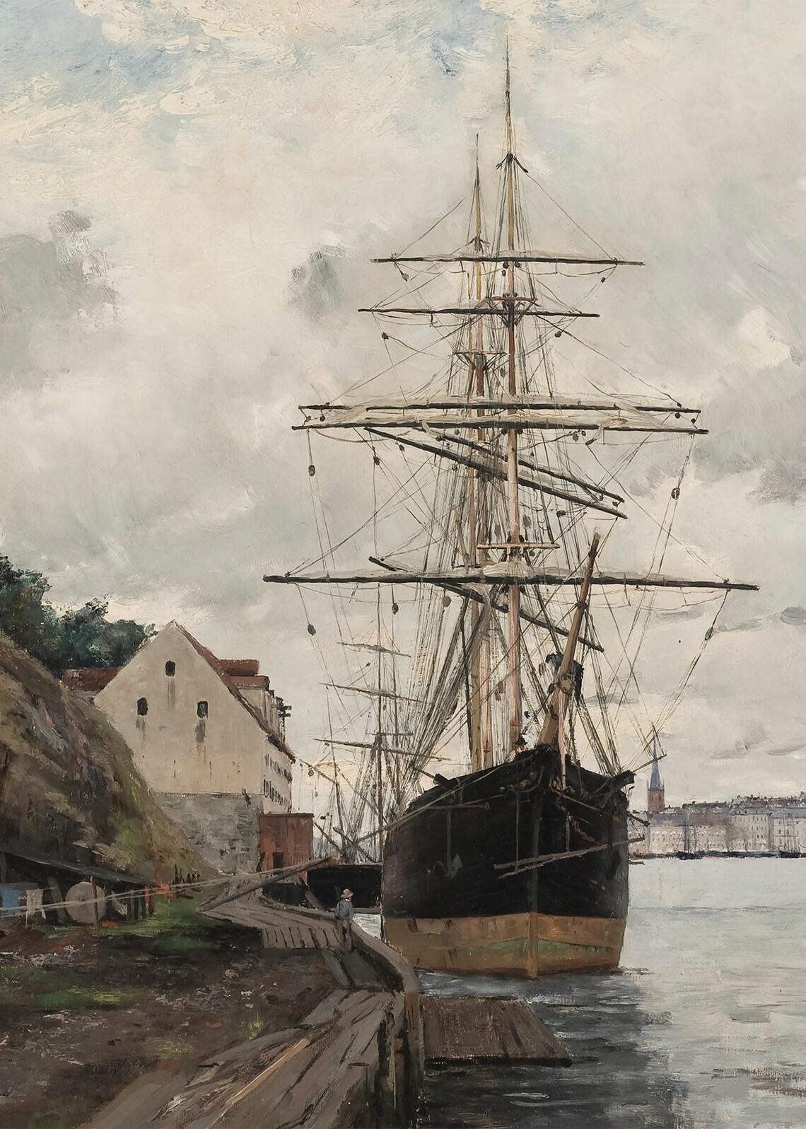 Coastal Harbor Ship Vintage Nautical Art Print - Image 4