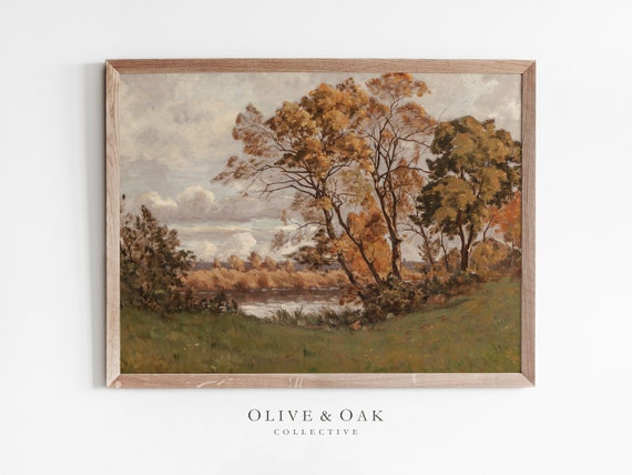 Fall Landscape Painting, Vintage Art Print
