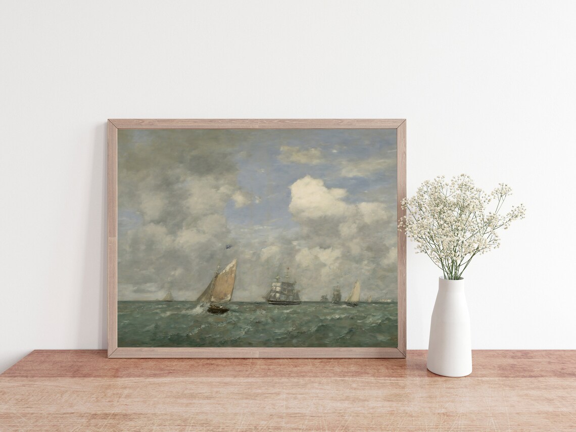 Vintage Ship Ocean Painting, Nautical Seascape Art Print - Image 2
