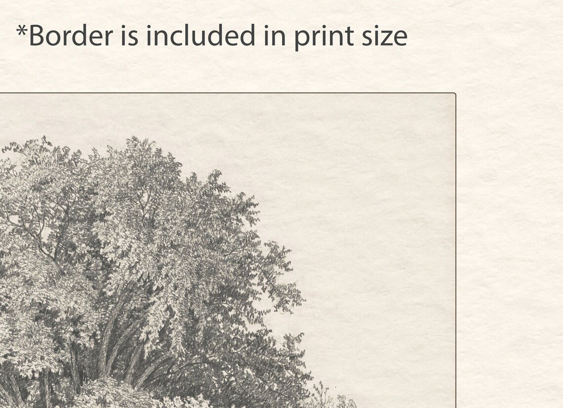 Farmhouse Landscape Sketch Art Print - Image 3