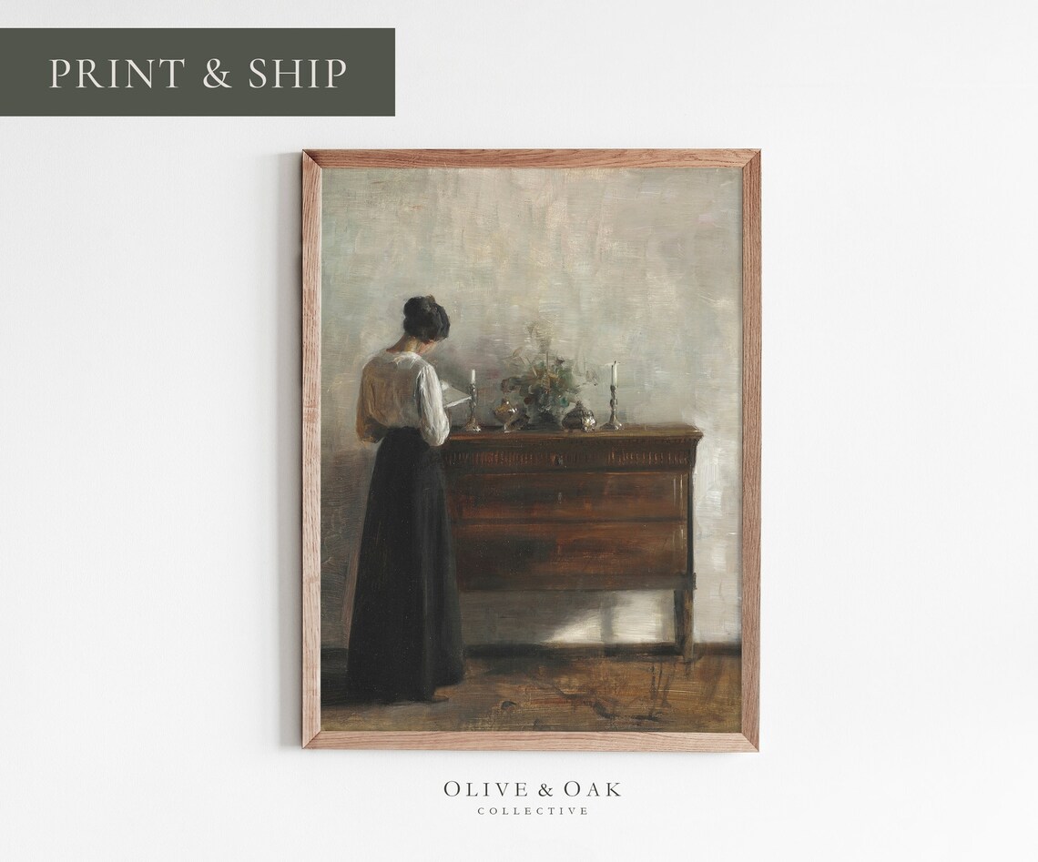 Victorian Portrait Painting, Vintage Wall Art Print