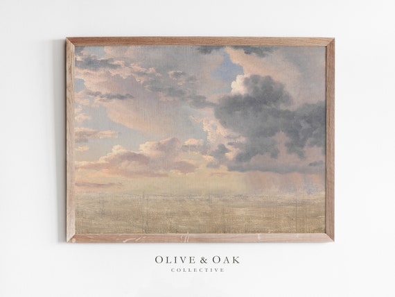 Neutral Cloud Study Art Print, Minimalist Nursery