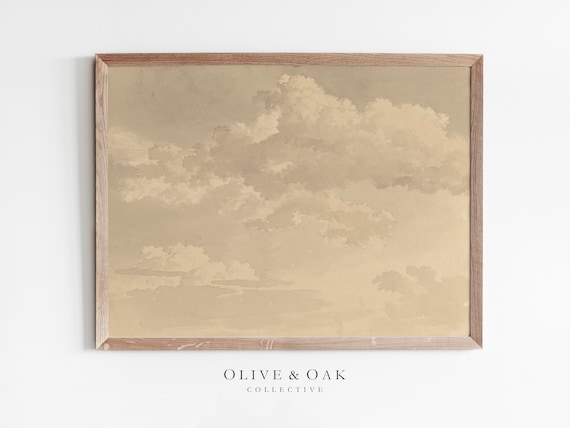 Neutral Cloud Watercolor Art Print, Nursery Decor