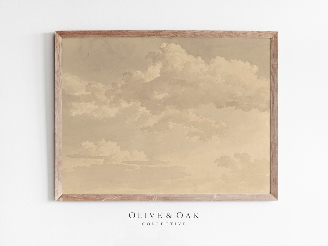 Neutral Cloud Watercolor Art Print, Nursery Decor
