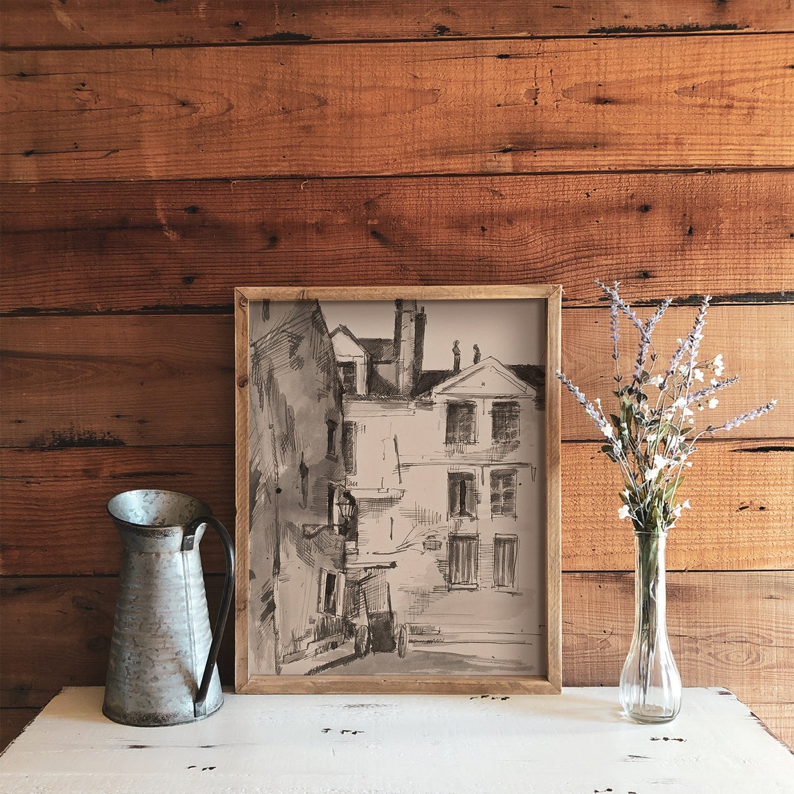 Vintage Cityscape Sketch, Poster Print - Image 3