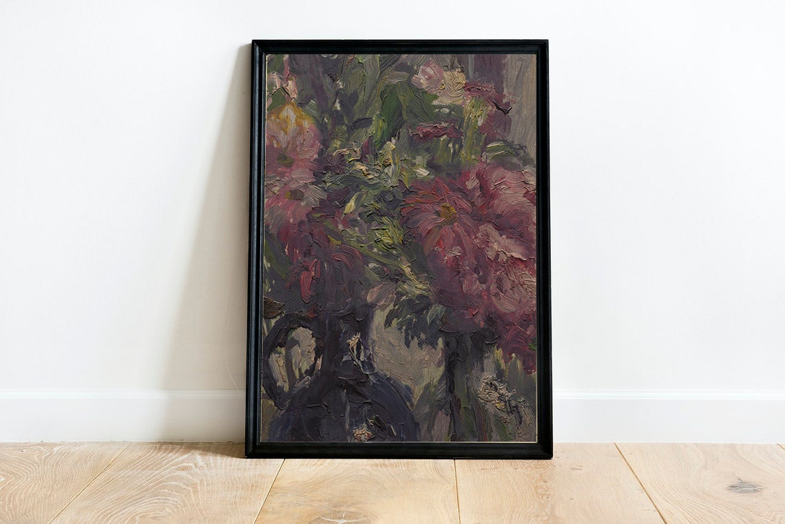 Vintage Floral Bouquet Art Print, Moody Flower Study - Image 2