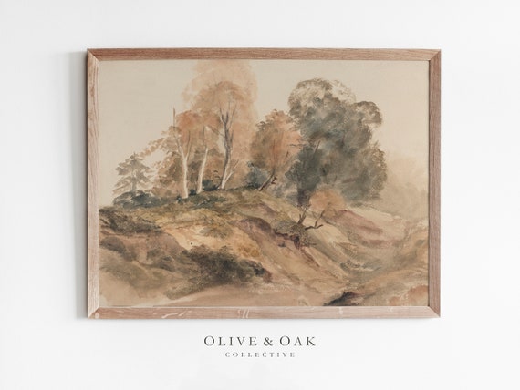 Autumn Landscape Painting, Vintage Art Print