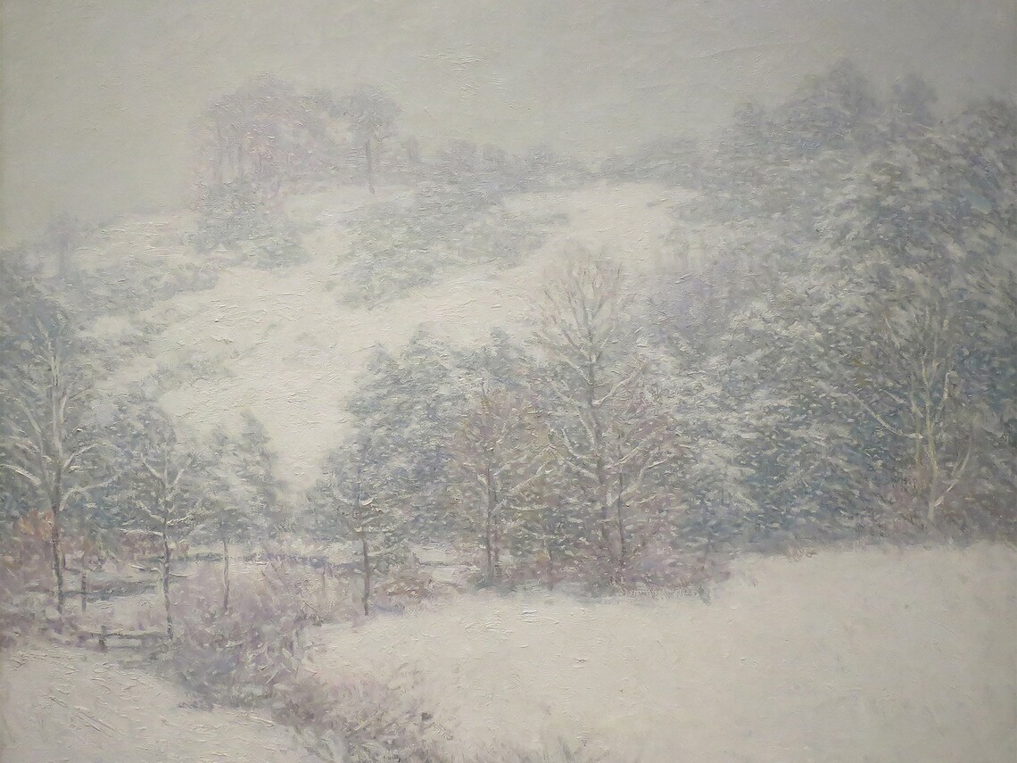 Rustic Winter Landscape Painting, Snowy Tree Art Print - Image 4