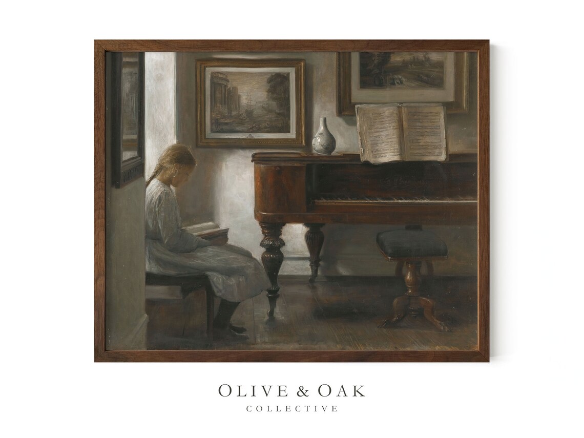 Vintage Piano Still Life Painting, Music Room Decor - Image 2
