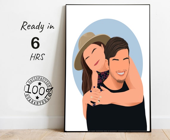 Custom Faceless Couple Tender Back Hug Warm Embrace Portrait Poster