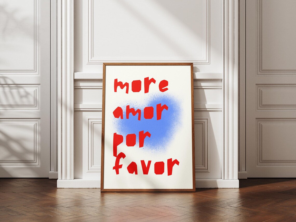 More Amor Por Favor Love Poster, Trendy Living Room
