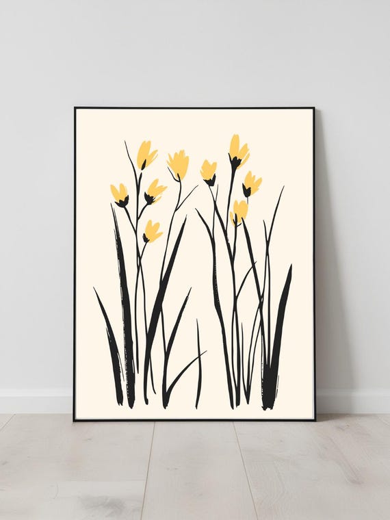 Wabi Sabi Spring Flower Art Print, Japandi Minimalist