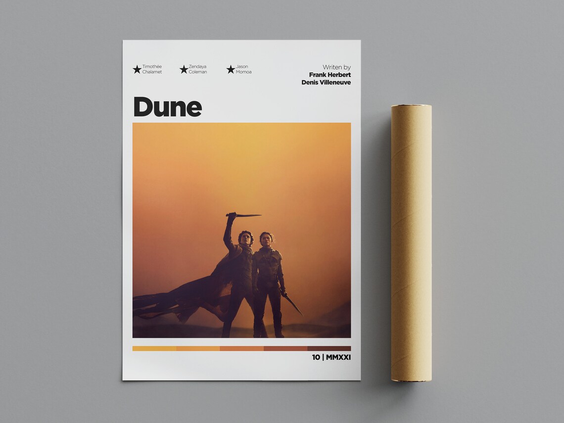 Dune Paul Chani Sunset Silhouette Blades Desert Movie Poster