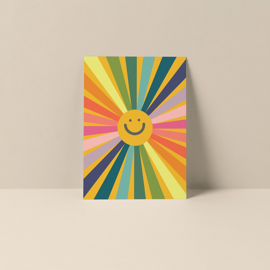 Smiley Face Note Card, Boho Happiness Card
