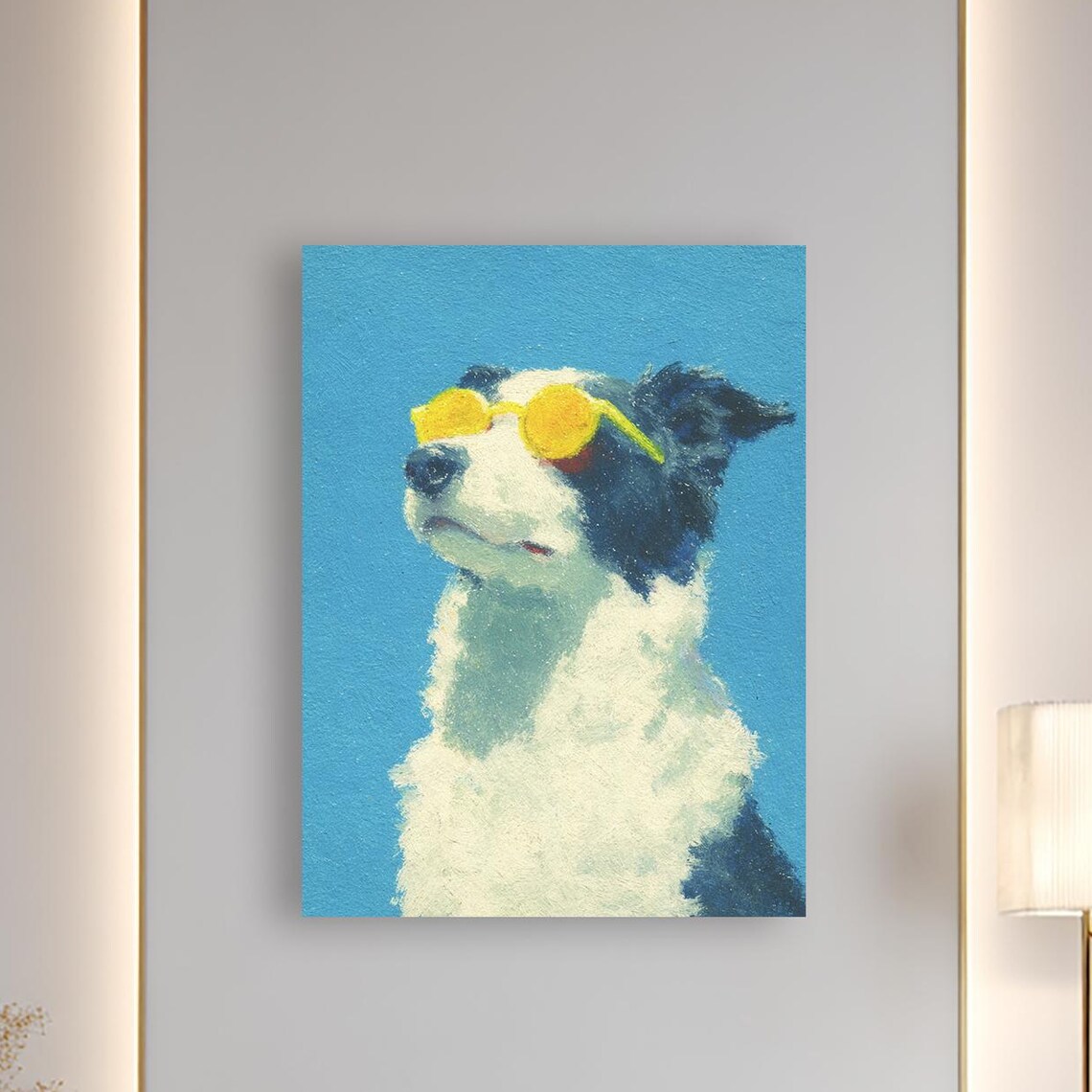 Cool Dog Wearing Yellow Sunglasses Summer Pet Portrait Poster