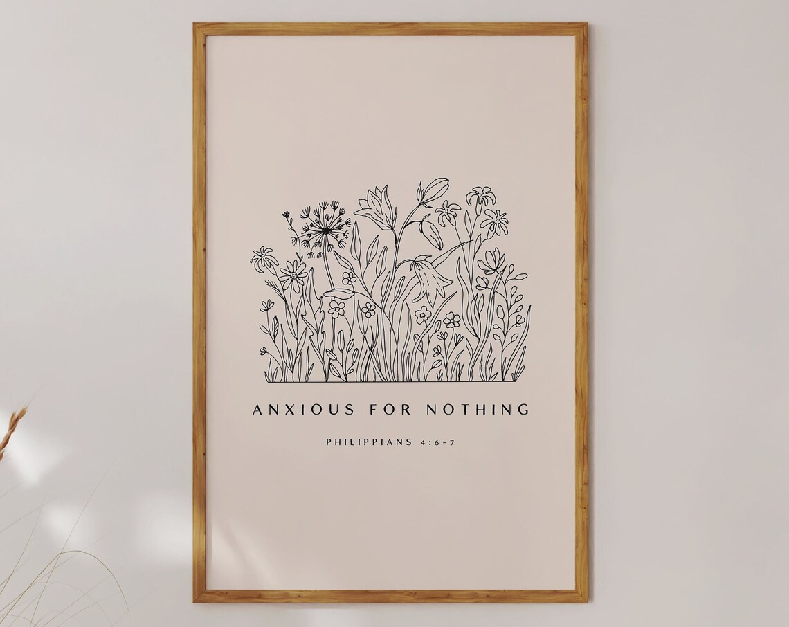 Philippians 4 Christian Floral Boho Line Art Print - Image 3