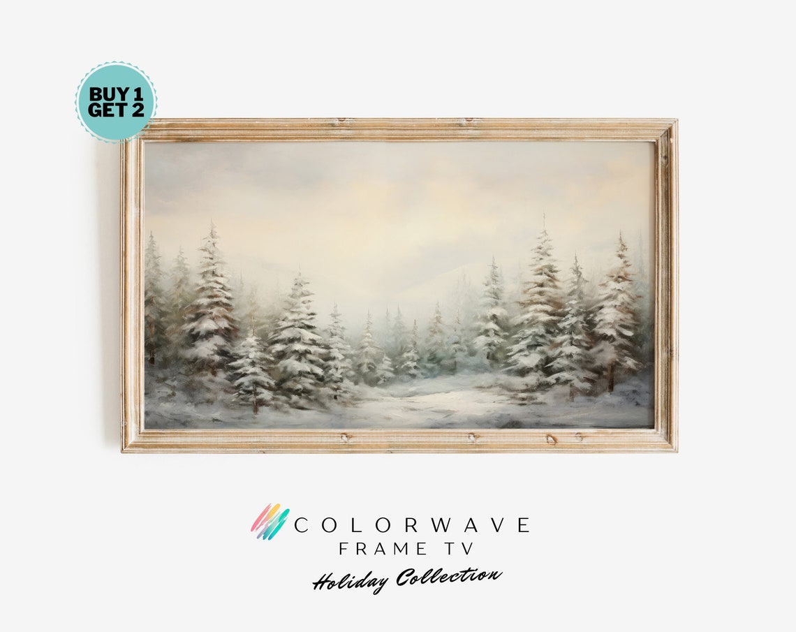 Snowy Evergreen Forest in Soft Winter Morning Light Art Poster