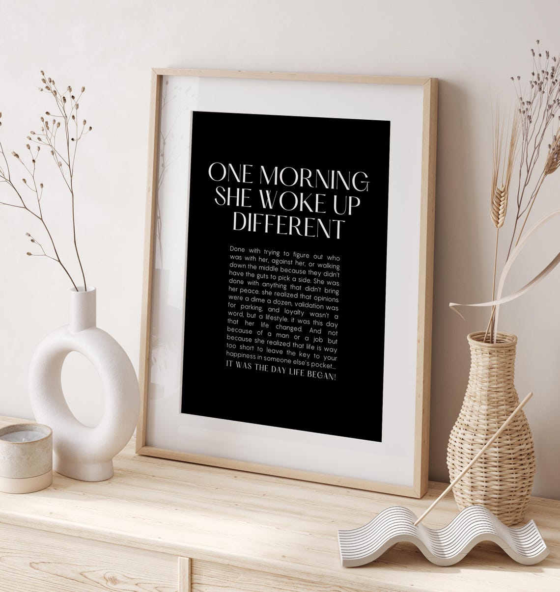 One Morning She Woke Up Different Feminist Print Female Empowerment Woman Line Art Feminist Wall Art Strong Women Quote Divorce Gift - Image 5