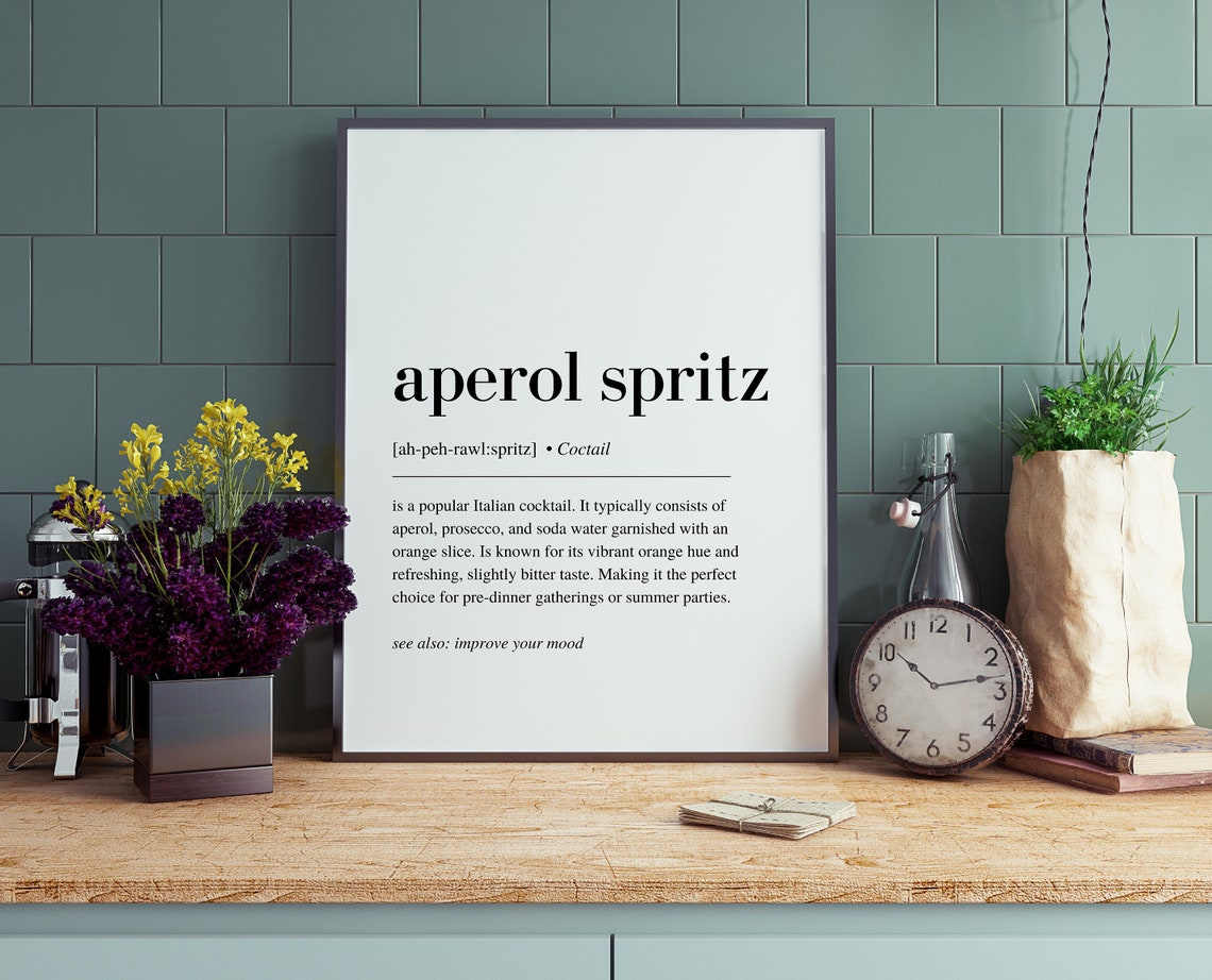 Aperol Spritz Definition Cocktail Bar Decor Kitchen Wall Art - Image 5