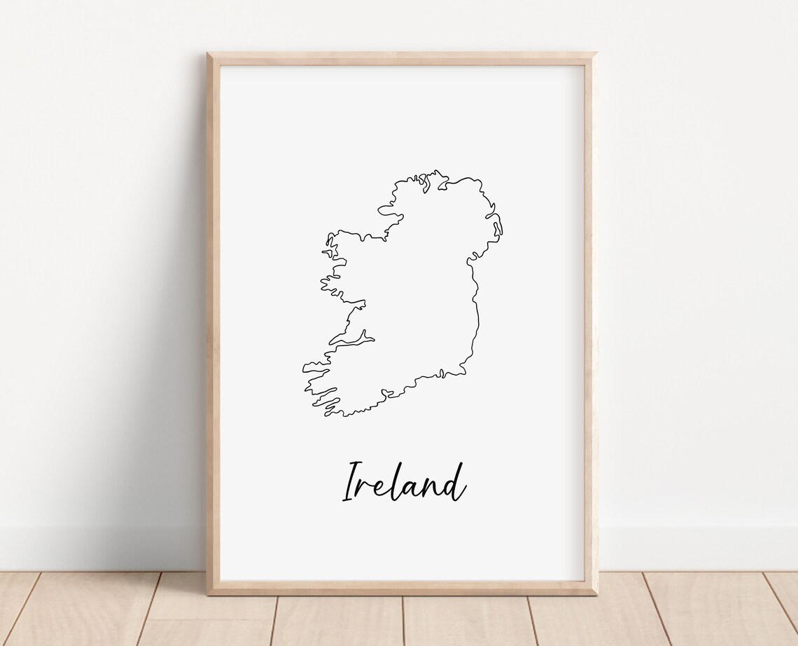 Ireland Map Print, Modern Black and White Art