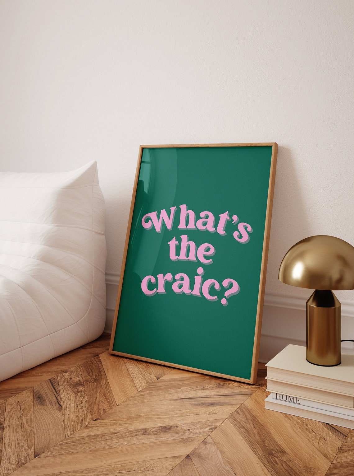 Whats The Craic Pink Green Retro Irish Slang Fun Decor Poster - Image 6