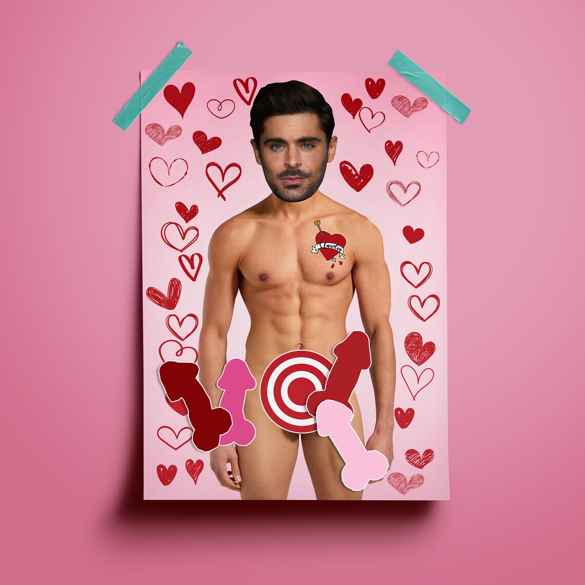 Pin The Junk On The Hunk Bachelorette Party Art Print - Image 2