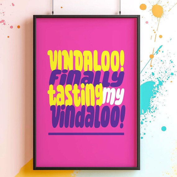 Vindaloo Kitchen Lyric Poster in Bold Hot Pink Retro Typography