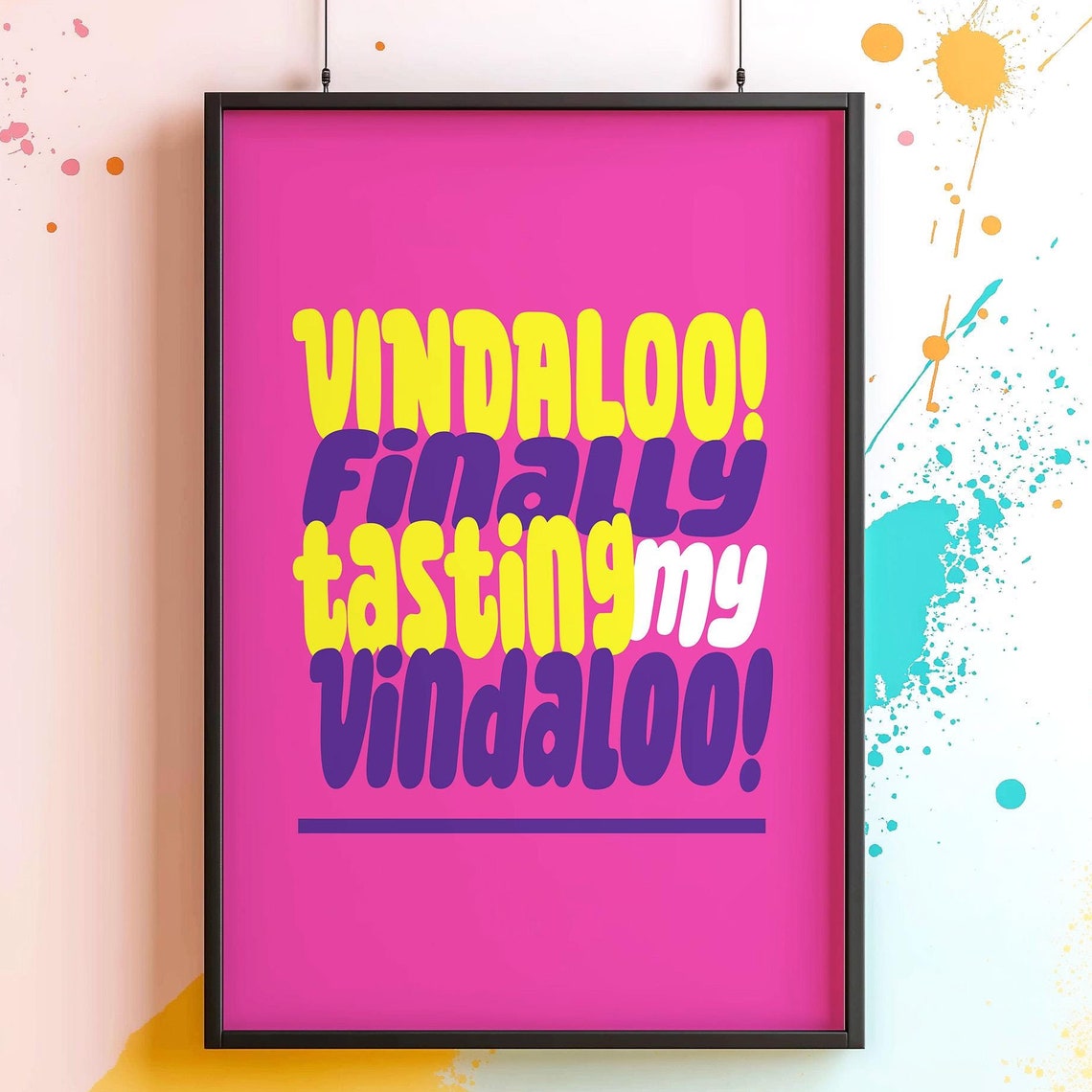 Vindaloo Kitchen Lyric Poster in Bold Hot Pink Retro Typography