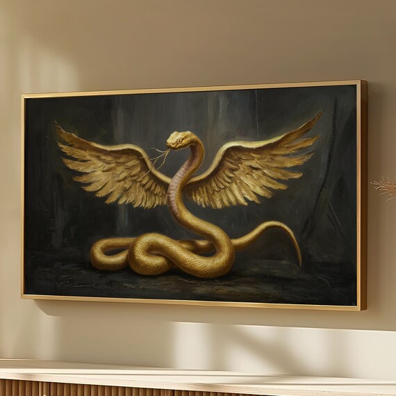 Halloween Frame Tv Art Golden Snake Painting Dark Academia Artwork Goth Winter Art For Tv Screen Moody Fall Art Frame Tv