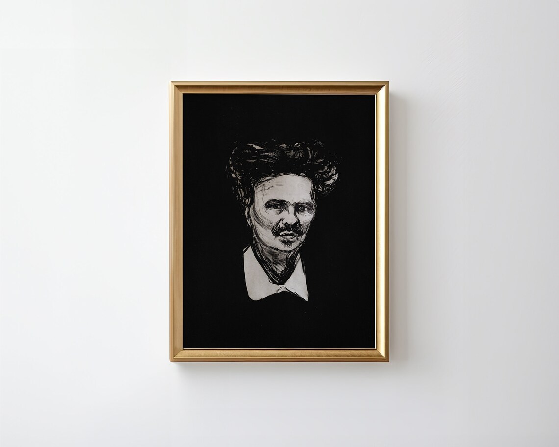 Vintage Black And White Charcoal Sketch Portrait Of A Man Print - Image 3