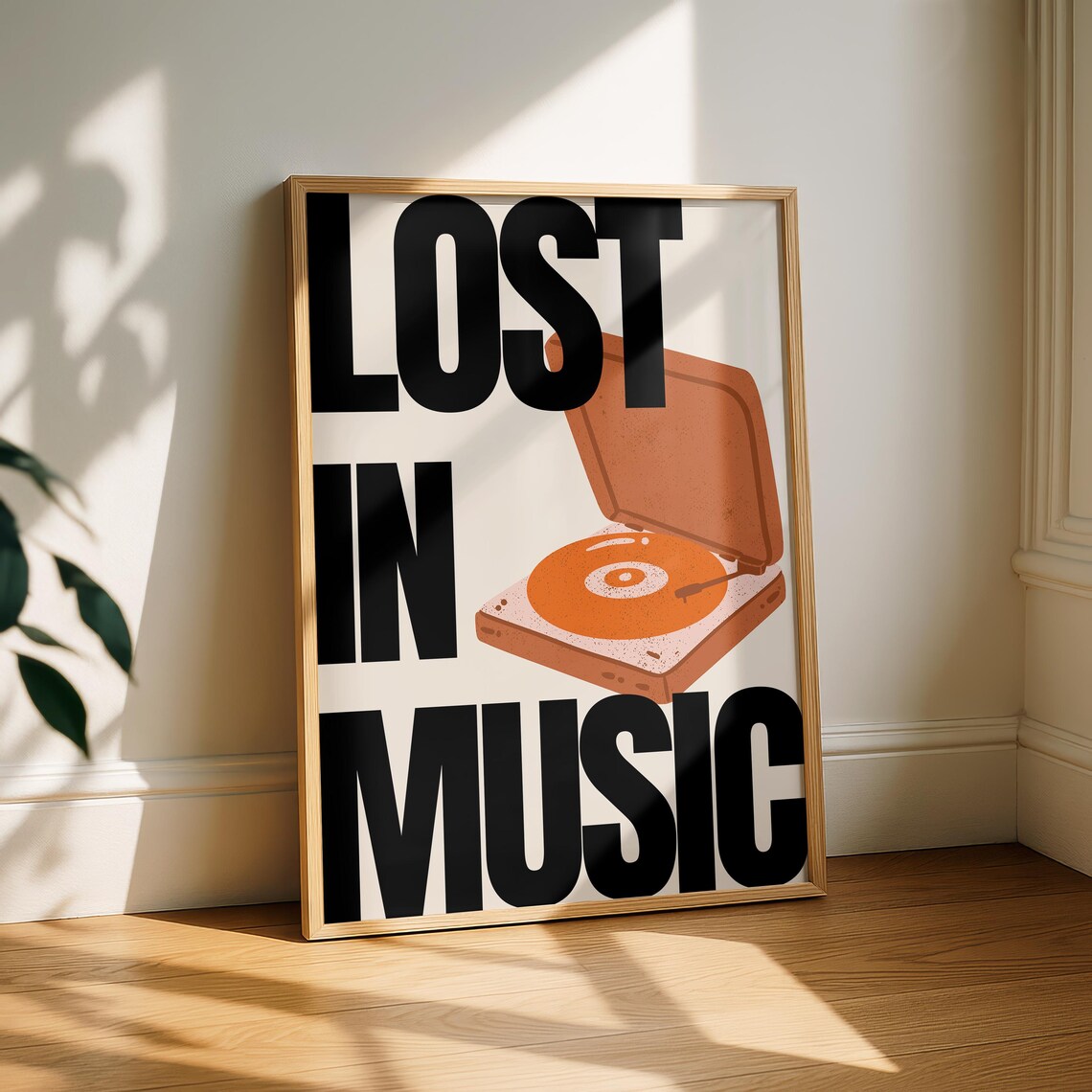 Lost In Music Poster Print, Retro Typography