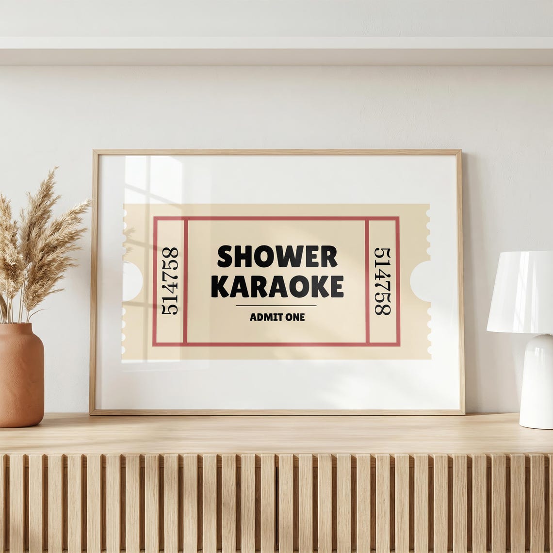 Shower Karaoke Admit One Vintage Cream Ticket Gift Quote Poster