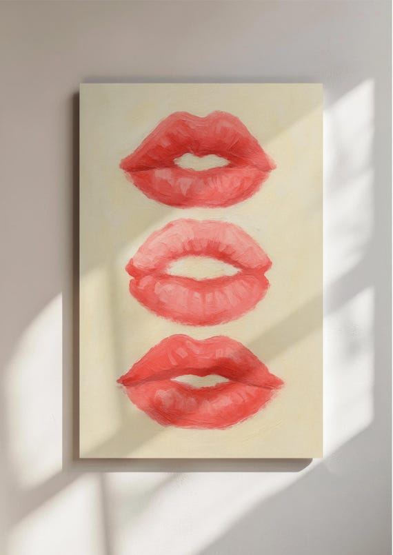 Pink Lips Wall Art Kiss Print Red Lip Decor Glam Bedroom Artwork Girly Pop