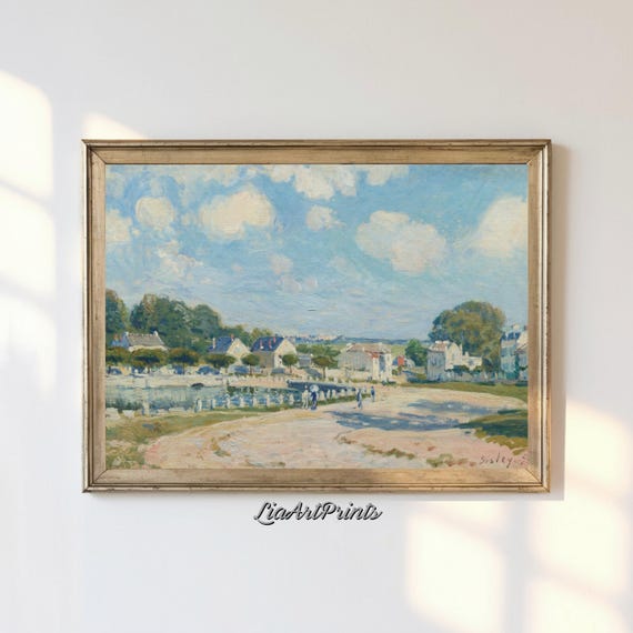 Antique Rustic Muted Landscape Painting Vintage Neutral Wall Art Antique Landscape Art Wall Art