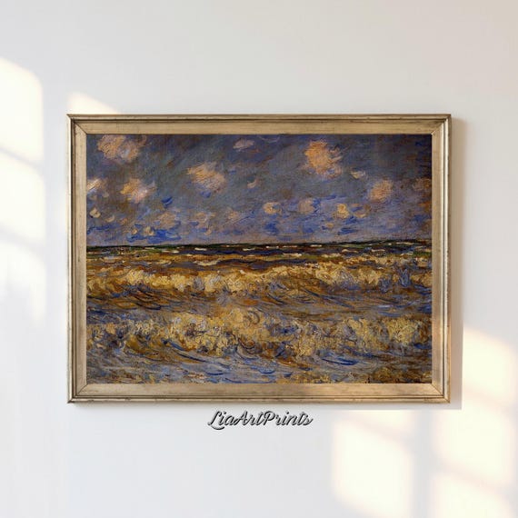 Antique Rustic Muted Landscape Painting Vintage Neutral Wall Art Antique Landscape Art Wall Art