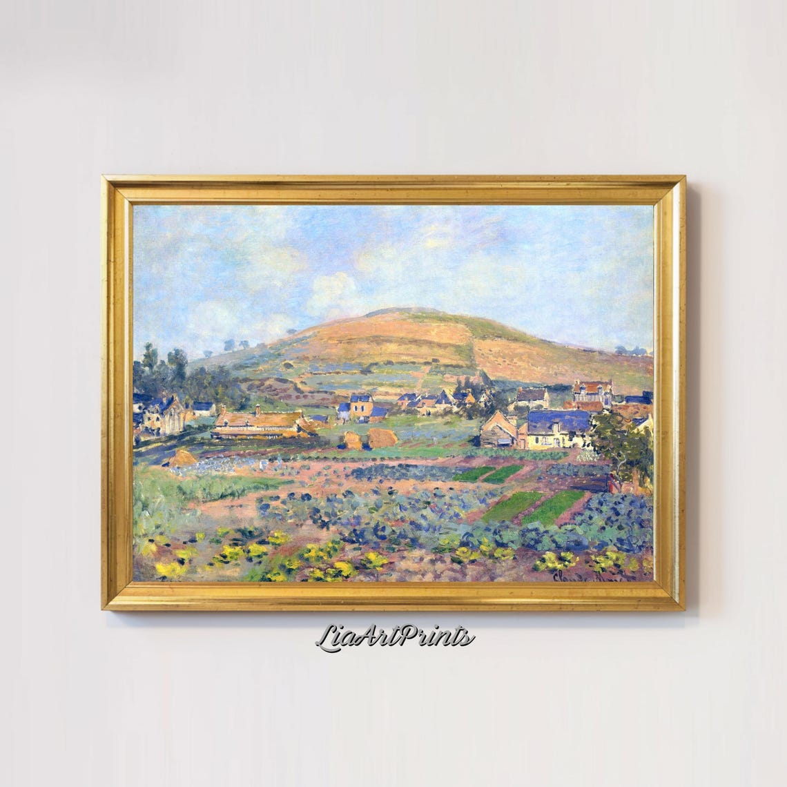 Impressionist Village Houses Hillside Summer Fields Country Poster - Image 3