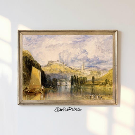 Antique Rustic Muted Landscape Painting Vintage Neutral Wall Art Antique Landscape Art Wall Art