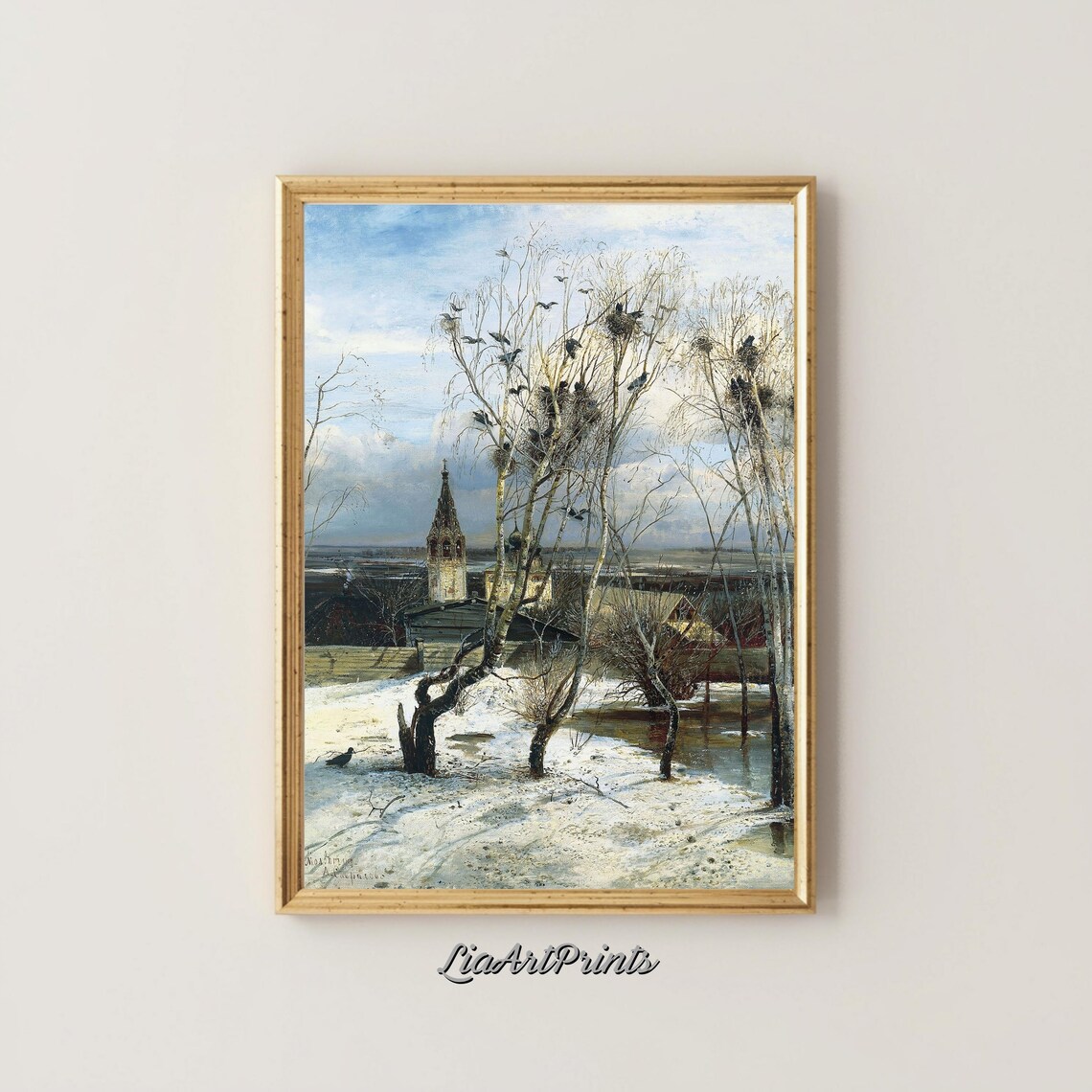 The Rooks Have Returned Alexei Savrasov Snowy Russian Spring Landscape Poster - Image 4