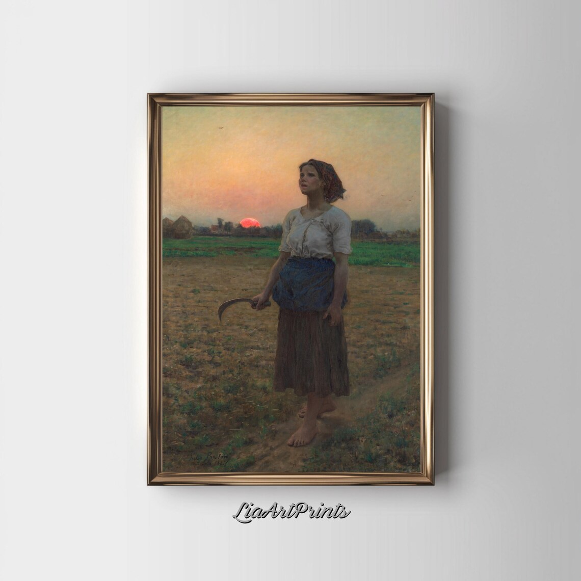 Sunset Field Worker, Rustic Farmhouse Art Print - Image 2