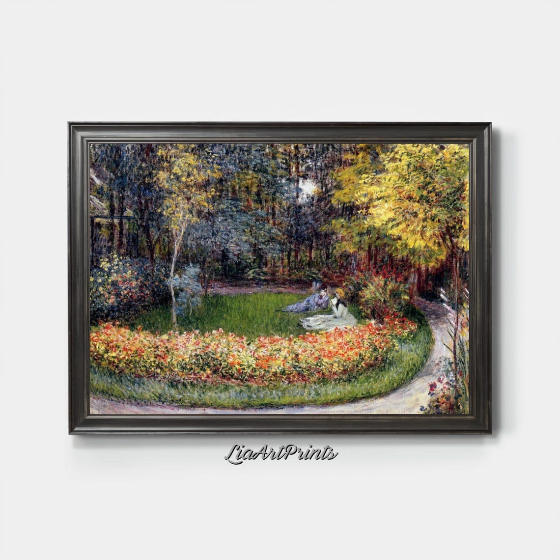 Claude Monet Inspired Impressionist Garden Scene Relaxing Outdoor Artwork Colorful Nature Wall Art Print - Image 4