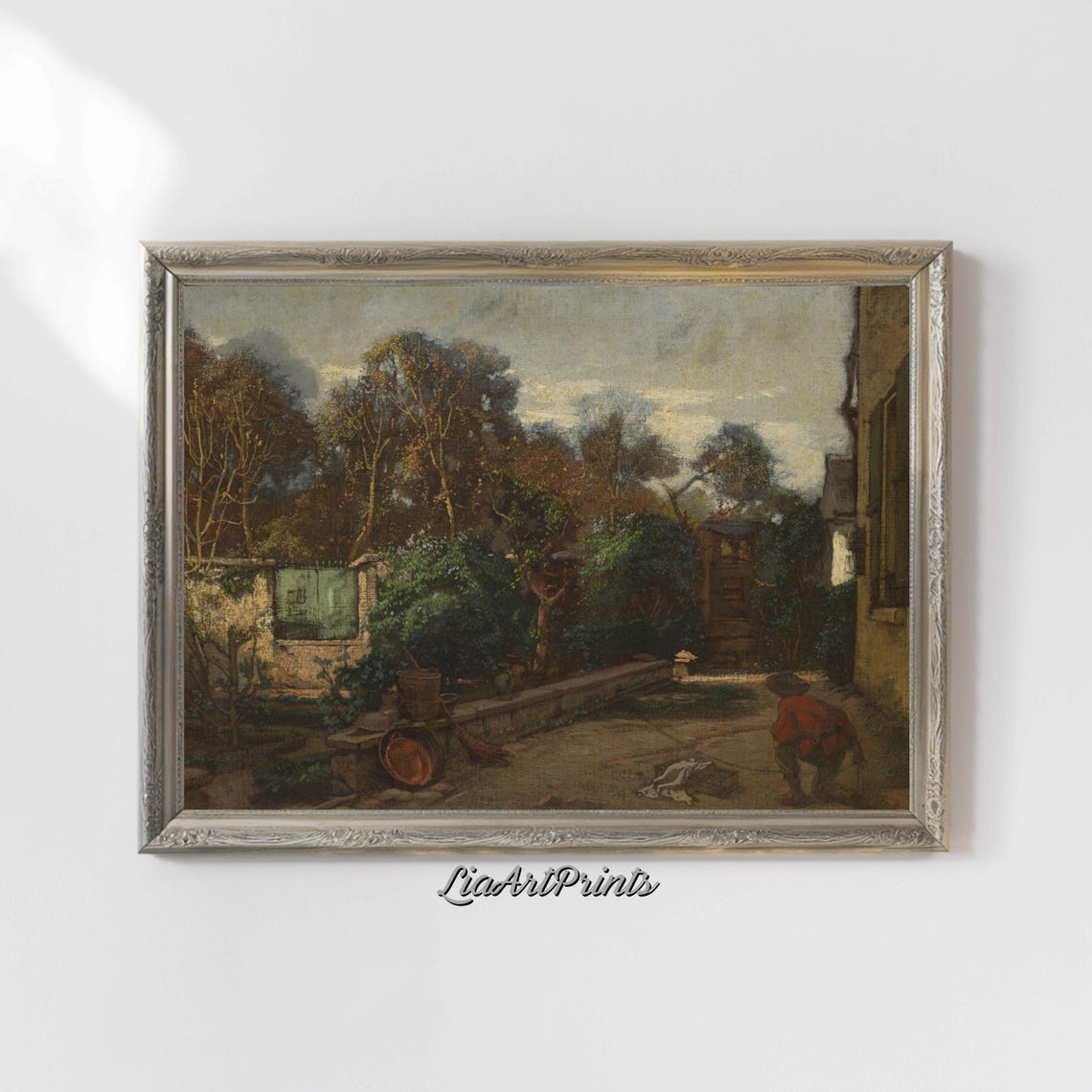 Walled Garden Courtyard Gardener Antique Rustic Outdoor Scene Poster - Image 4