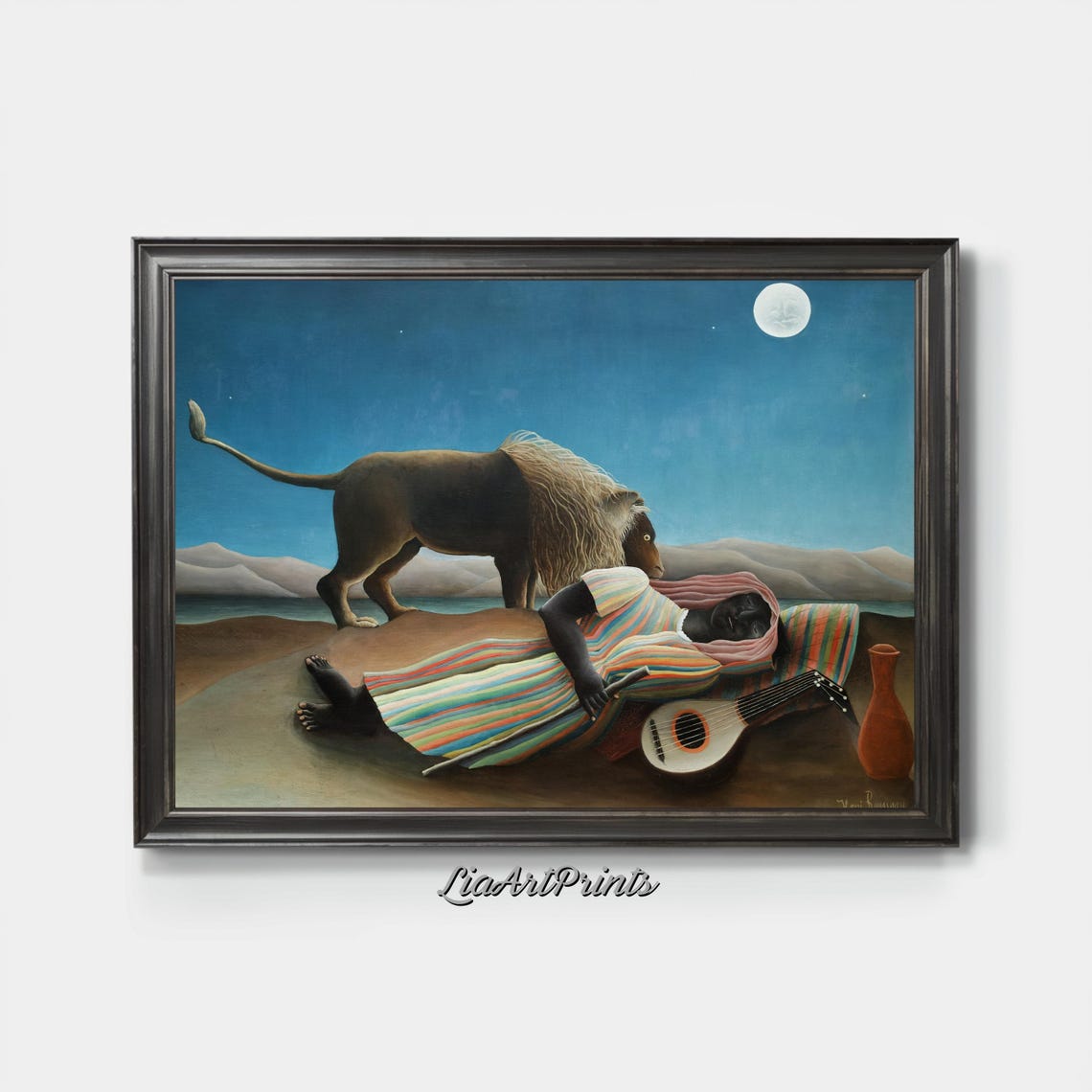 Henri Rousseau Sleeping Gypsy Lion Full Moon Desert Naive Folk Poster - Image 2