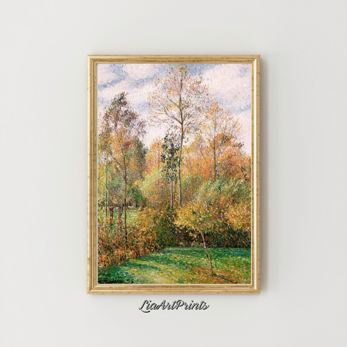 Impressionist Autumn Forest Golden Woodland Landscape Art Print - Image 2